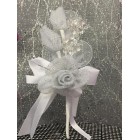 White Organza Flower with Acrylic Flower Stems Wedding, Sweet 16 Craft Supplies 